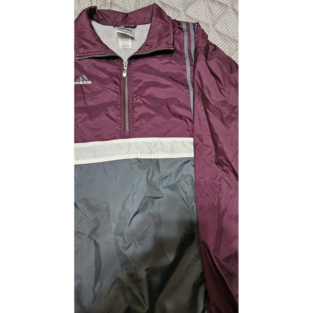 Vintage Adidas Windbreaker Pullover Jacket Half Zip Colorblock 3 Stripe Mens XL - Picture 8 of 16
